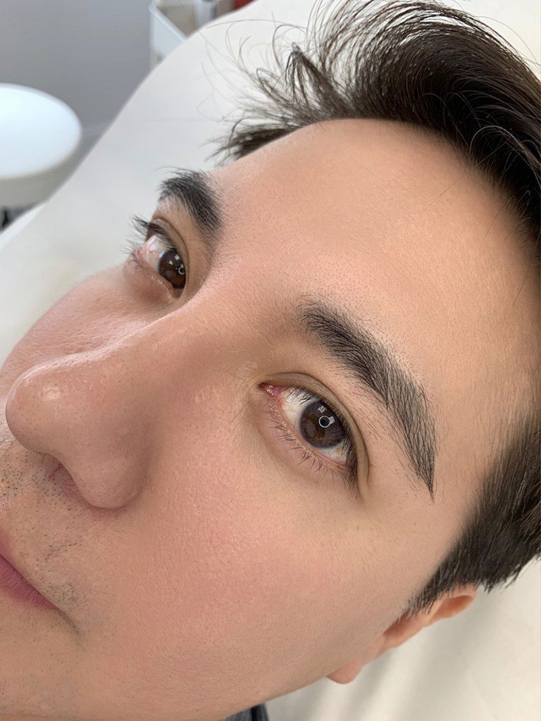 before mens eyebrow microblading
